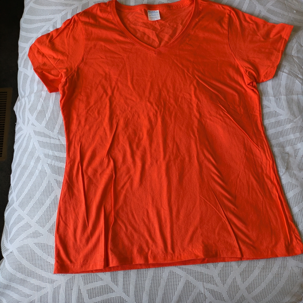 Vibrant Orange Women's V-Neck Top